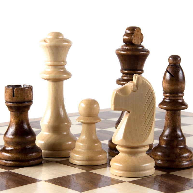 AMEROUS Chess Pieces Only, Wooden Hand Carved Tournament Chessmen with 4.12" Inches King, 2 Storage Bags for Chess Board Game, Replacement of Missing Pieces - Image 1
